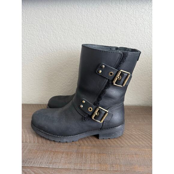 UGG Niels Boot Shearing Lined Size Waterproof Snow Black Leather Wool Lining - Picture 5 of 10
